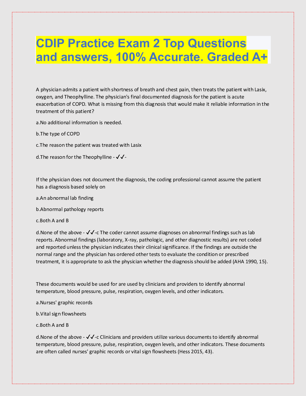 Preview image for CDIP Practice Exam 2 Top Questions  and answers, 100% Accurate. Graded A+